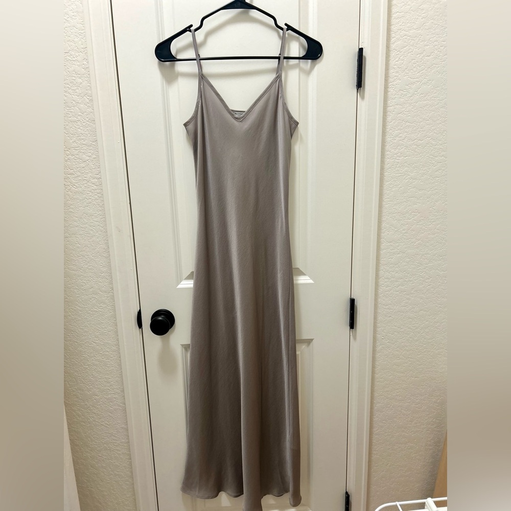 Authentic AllSaints slip dress is grey color. XS.
